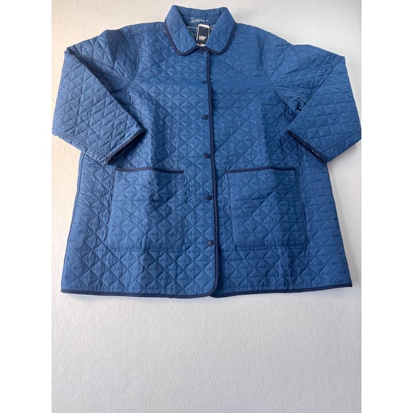 Lands' End Jackets & Blazers - Lands‎ End Womens Quilted Barn Jacket Evening Blue Floral Lining 526060 2X NWT